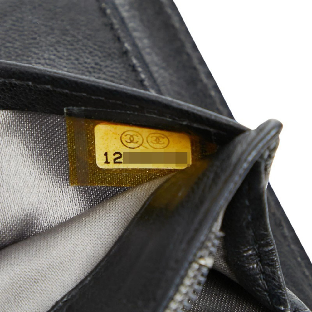 CHANEL Authentic Black Lambskin Leather Logo Wallet - Picture 10 of 11